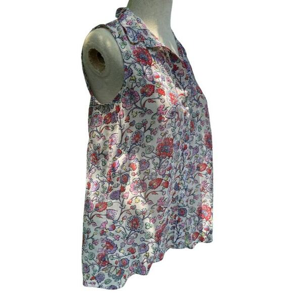 H&M Floral Sleeveless Button Blouse Hi Low Cut Size 4 - Picture 6 of 8